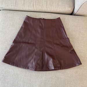 LOFT Dark Maroon Faux Leather A-Line Skirt